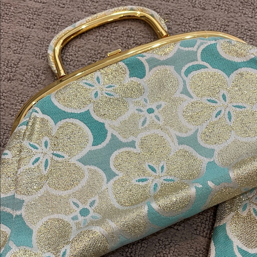 Banana Republic Aqua & Gold Floral Glitzy Pencil Skirt - Picture 3 of 7